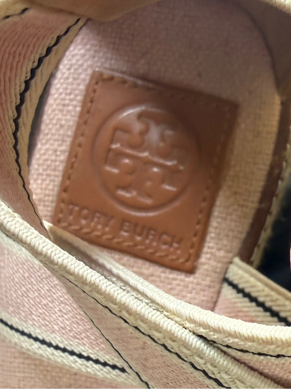 Tory Burch Frieda Pink Striped Espadrille Wedge Sandals | Size: 8.5 - Picture 6 of 7